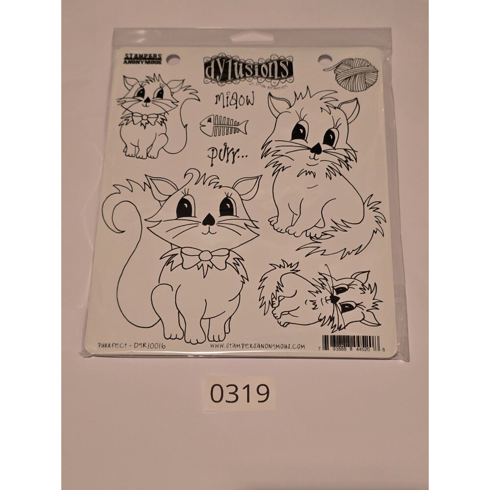 Dylusions Dyan Reaveley Purrfect DYR10016 Cat Rubber Cling Stamp Set